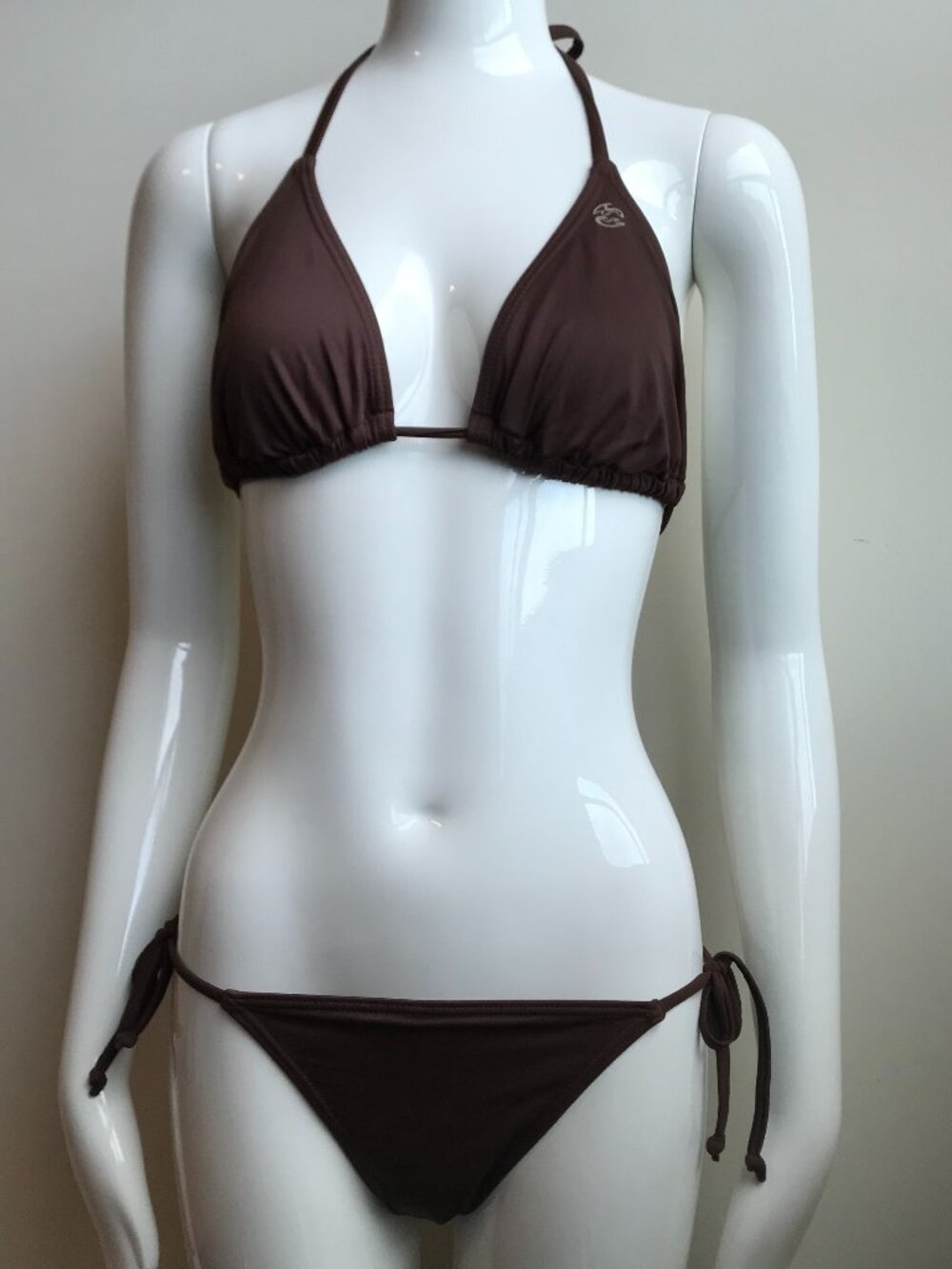 Billabong BLUE CRUSH era Vintage bikini solid brown D cup Small bottom set RARE